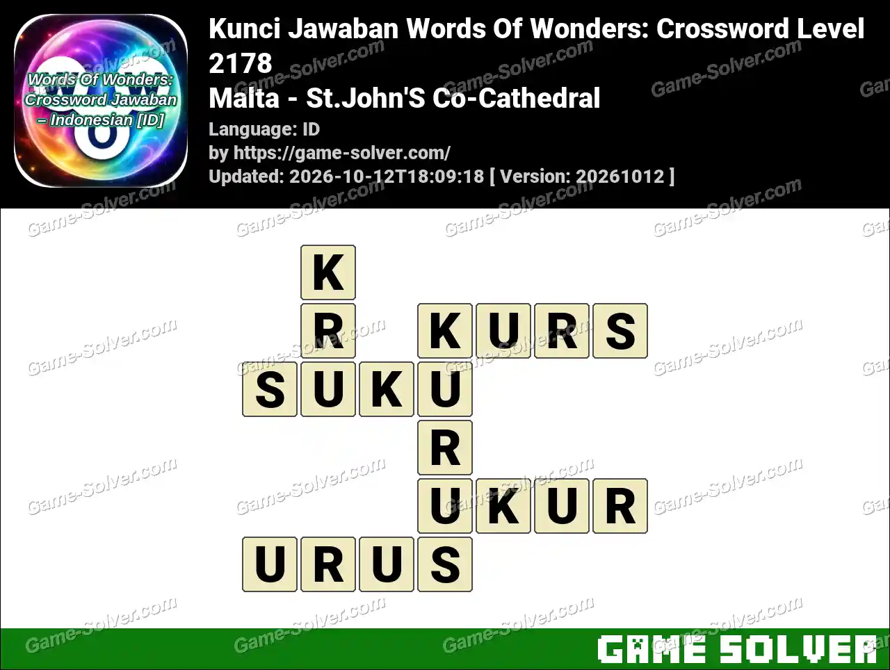 Kunci Jawaban Words Of Wonders: Crossword Level 2178 – Malta – St.John’S Co-Cathedral